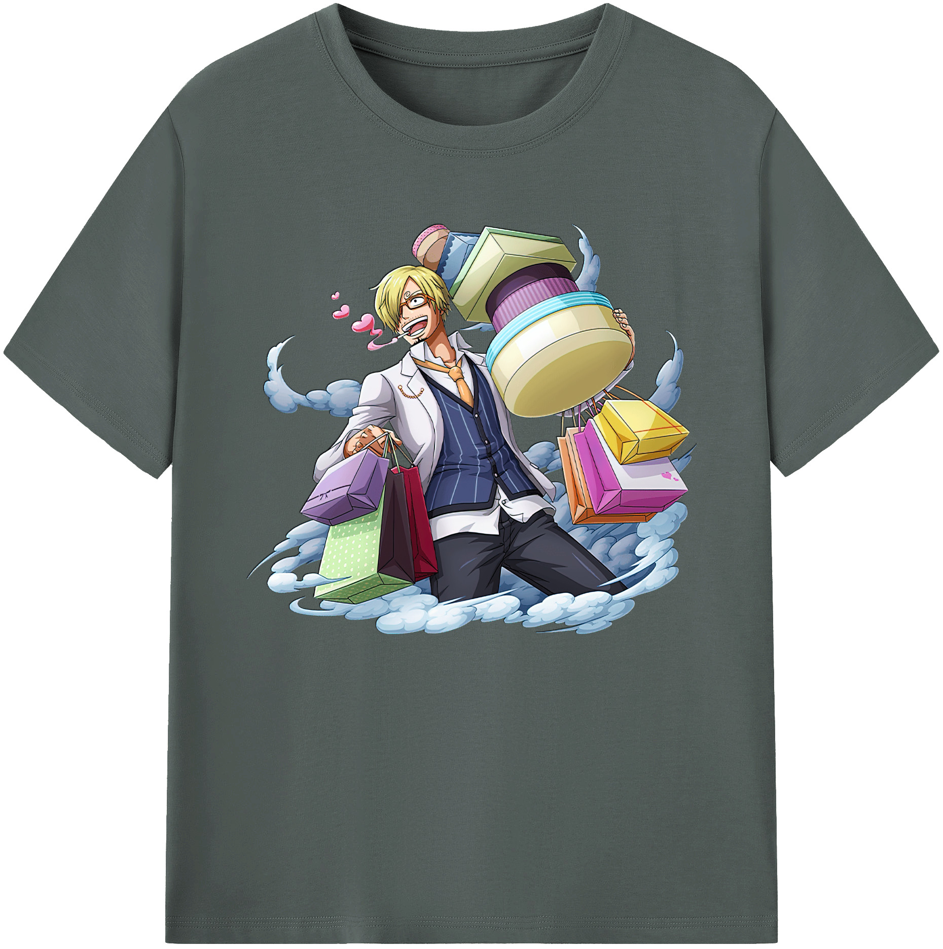 （画像用） ワンピース サンジ ONE PIECE Sanji 綿100％ メンズ半袖Tシャツ｜肌触りやわらか＆通気性